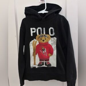 Polo by Ralph Lauren Kids Black Hoodie with Bear Ski Graphic